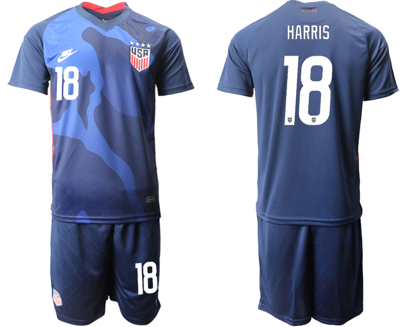 Men 2020-2021 Season National team United States away blue #18 Soccer Jersey